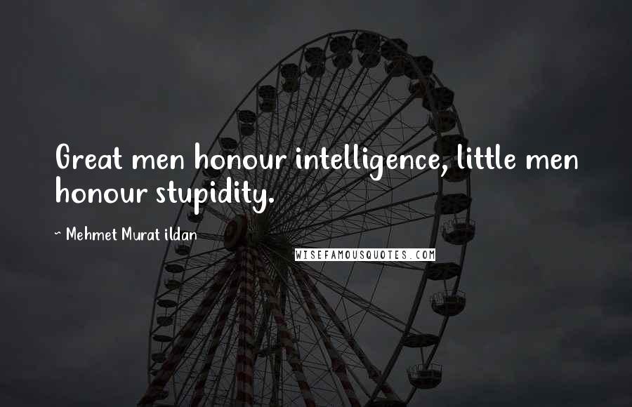 Mehmet Murat Ildan Quotes: Great men honour intelligence, little men honour stupidity.