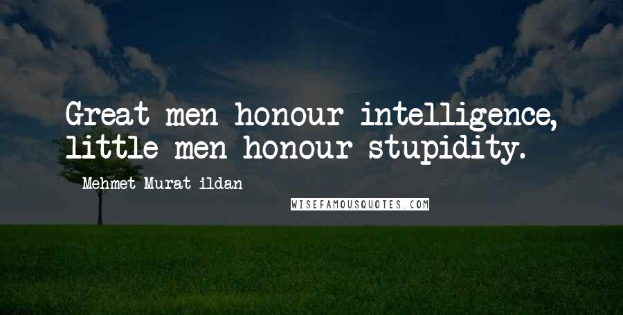 Mehmet Murat Ildan Quotes: Great men honour intelligence, little men honour stupidity.