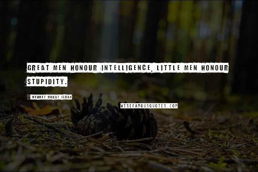 Mehmet Murat Ildan Quotes: Great men honour intelligence, little men honour stupidity.