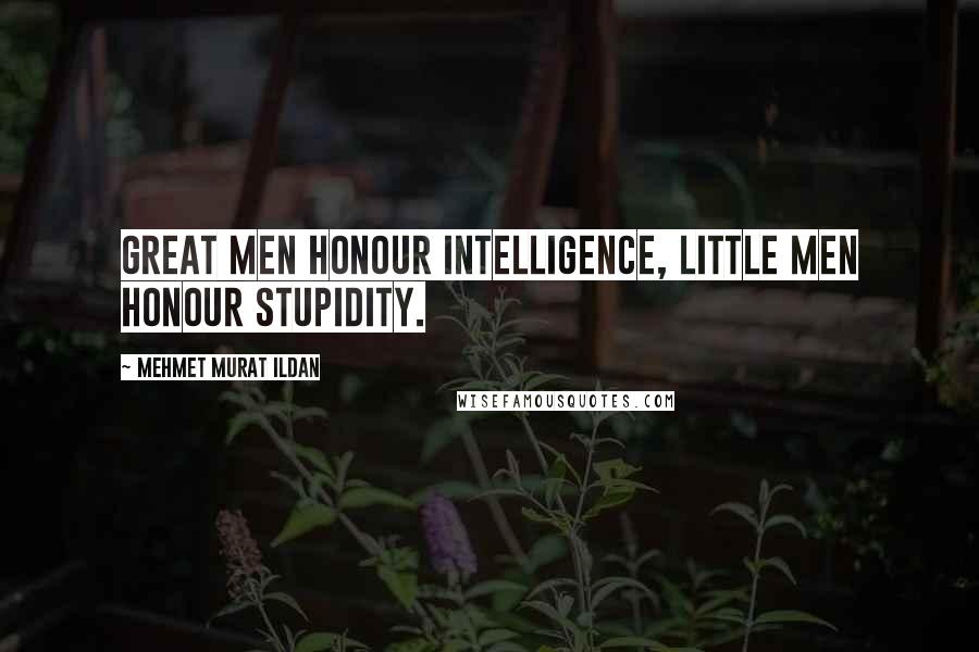 Mehmet Murat Ildan Quotes: Great men honour intelligence, little men honour stupidity.