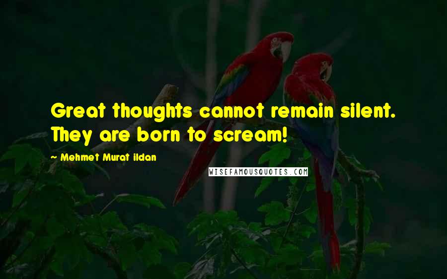 Mehmet Murat Ildan Quotes: Great thoughts cannot remain silent. They are born to scream!