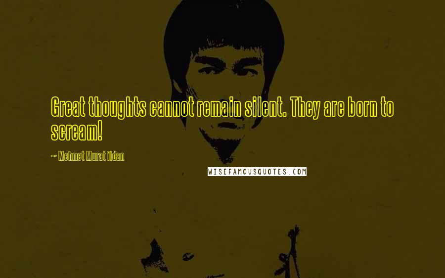 Mehmet Murat Ildan Quotes: Great thoughts cannot remain silent. They are born to scream!