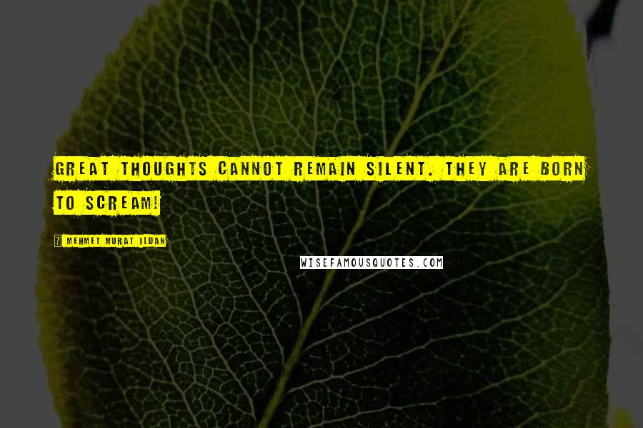 Mehmet Murat Ildan Quotes: Great thoughts cannot remain silent. They are born to scream!