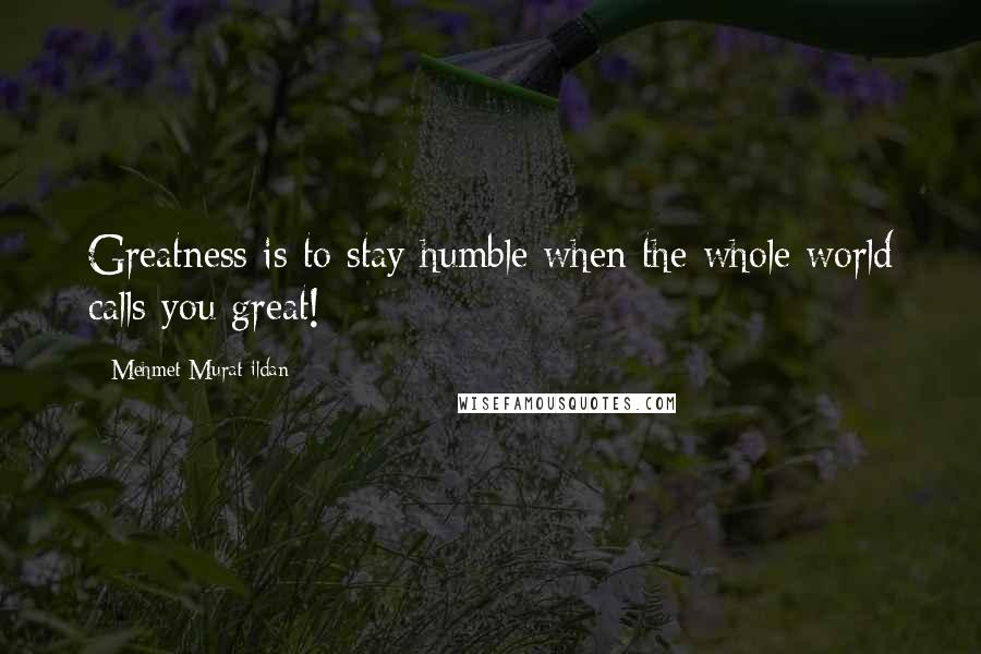 Mehmet Murat Ildan Quotes: Greatness is to stay humble when the whole world calls you great!