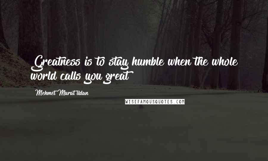 Mehmet Murat Ildan Quotes: Greatness is to stay humble when the whole world calls you great!