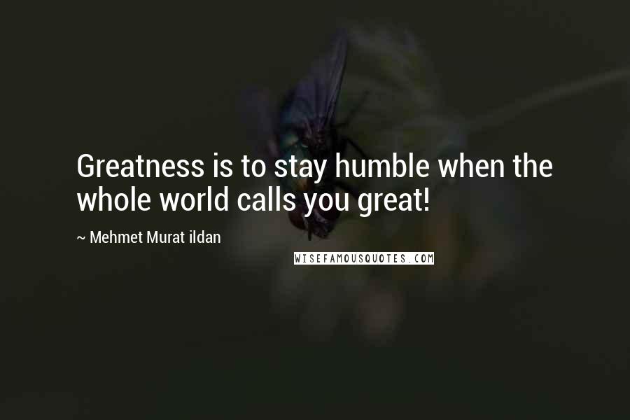Mehmet Murat Ildan Quotes: Greatness is to stay humble when the whole world calls you great!