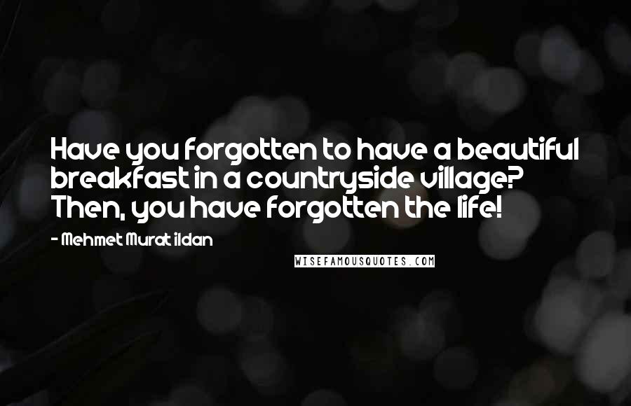 Mehmet Murat Ildan Quotes: Have you forgotten to have a beautiful breakfast in a countryside village? Then, you have forgotten the life!