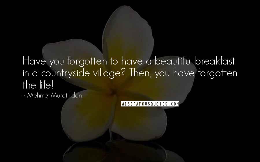 Mehmet Murat Ildan Quotes: Have you forgotten to have a beautiful breakfast in a countryside village? Then, you have forgotten the life!