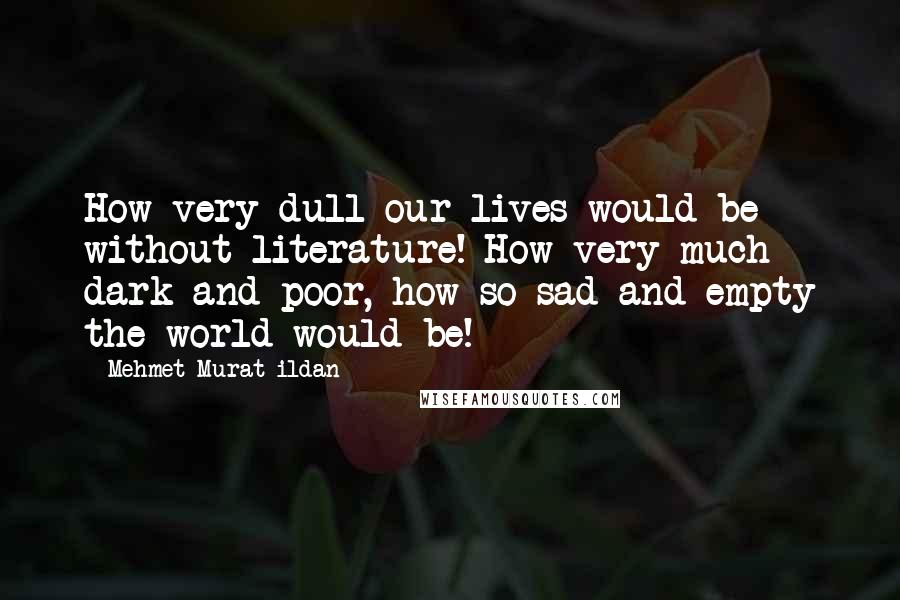 Mehmet Murat Ildan Quotes: How very dull our lives would be without literature! How very much dark and poor, how so sad and empty the world would be!