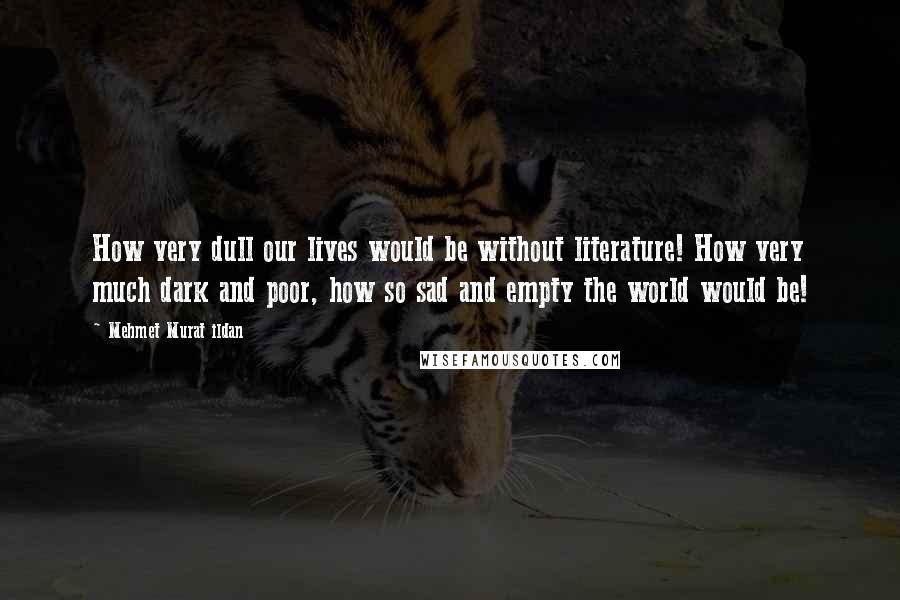 Mehmet Murat Ildan Quotes: How very dull our lives would be without literature! How very much dark and poor, how so sad and empty the world would be!