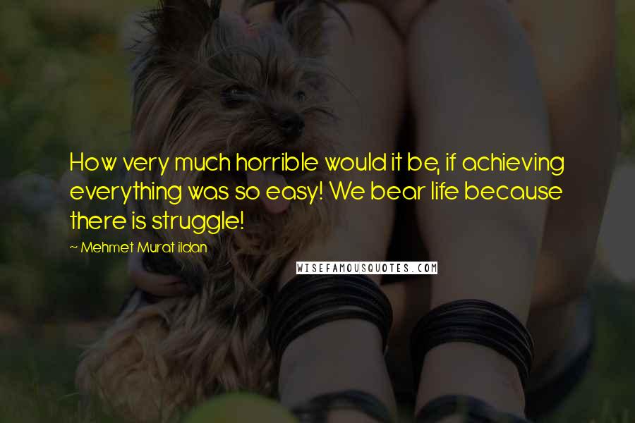 Mehmet Murat Ildan Quotes: How very much horrible would it be, if achieving everything was so easy! We bear life because there is struggle!