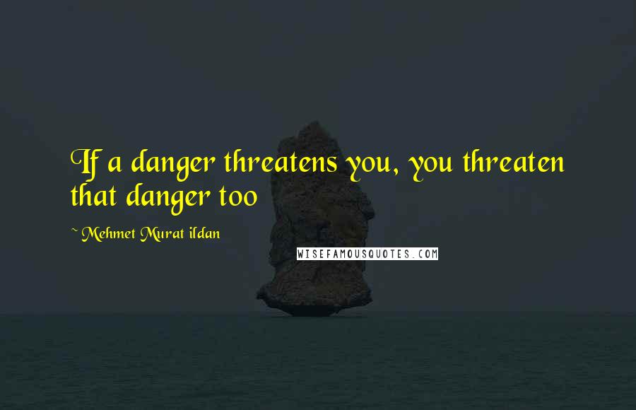 Mehmet Murat Ildan Quotes: If a danger threatens you, you threaten that danger too