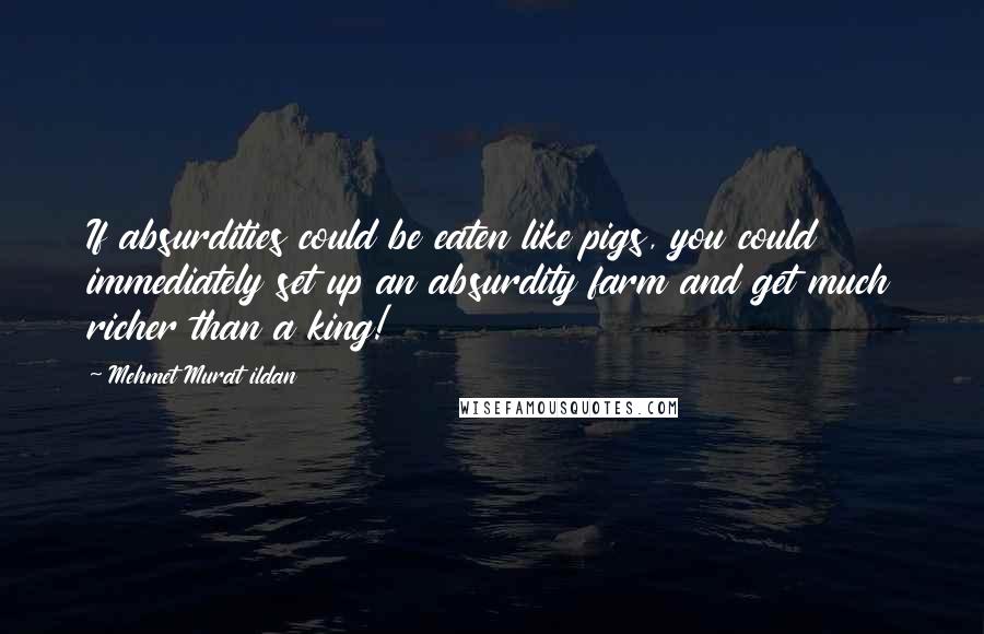 Mehmet Murat Ildan Quotes: If absurdities could be eaten like pigs, you could immediately set up an absurdity farm and get much richer than a king!