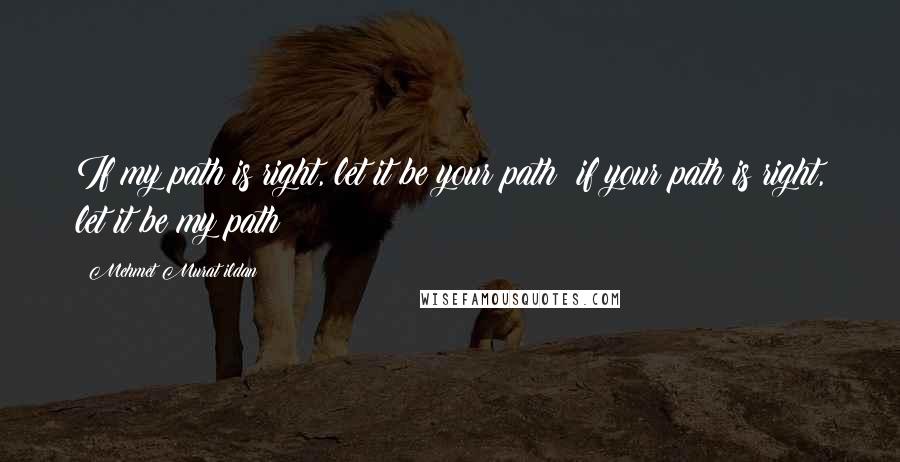 Mehmet Murat Ildan Quotes: If my path is right, let it be your path; if your path is right, let it be my path!