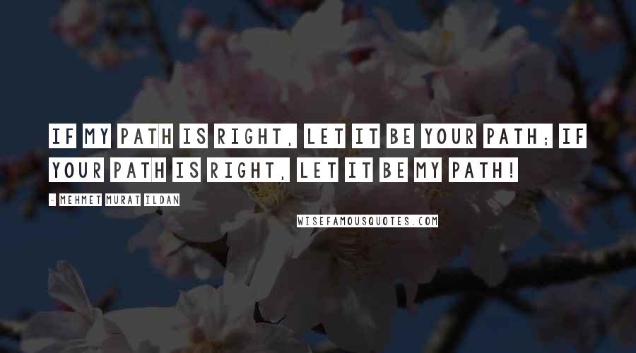 Mehmet Murat Ildan Quotes: If my path is right, let it be your path; if your path is right, let it be my path!