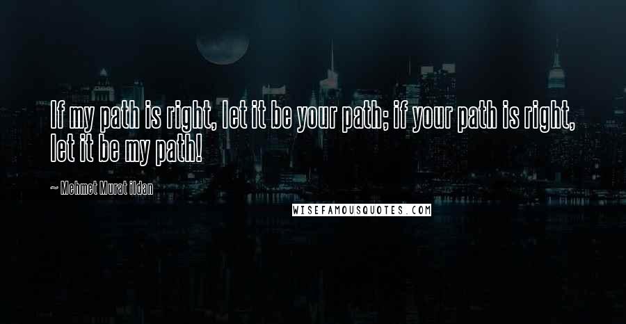 Mehmet Murat Ildan Quotes: If my path is right, let it be your path; if your path is right, let it be my path!