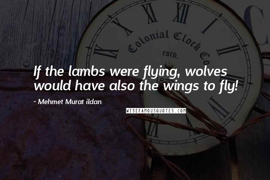 Mehmet Murat Ildan Quotes: If the lambs were flying, wolves would have also the wings to fly!