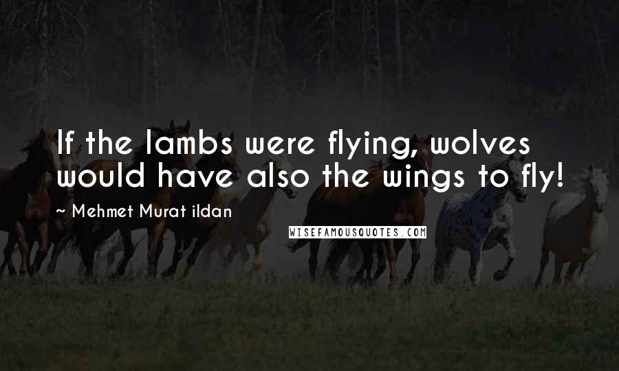 Mehmet Murat Ildan Quotes: If the lambs were flying, wolves would have also the wings to fly!