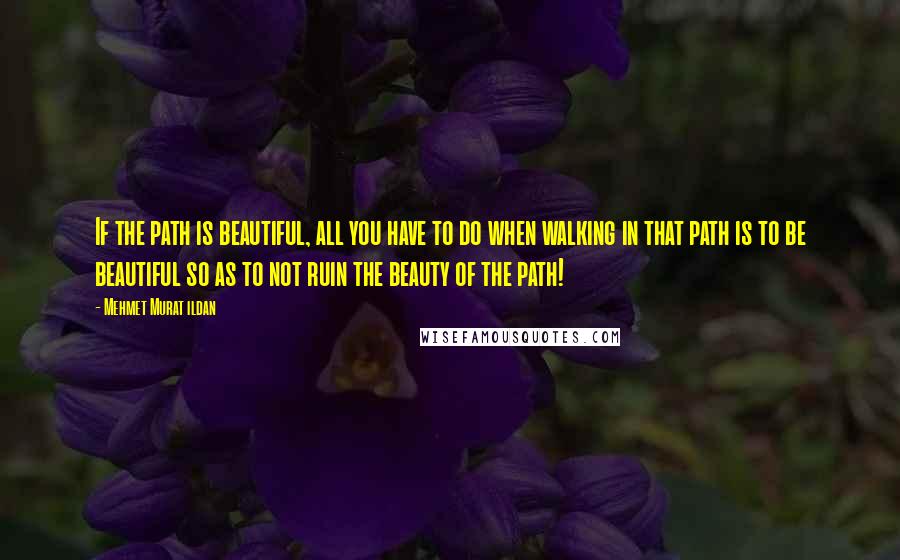 Mehmet Murat Ildan Quotes: If the path is beautiful, all you have to do when walking in that path is to be beautiful so as to not ruin the beauty of the path!