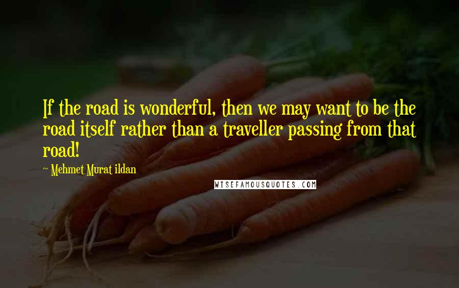 Mehmet Murat Ildan Quotes: If the road is wonderful, then we may want to be the road itself rather than a traveller passing from that road!