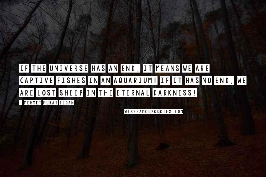 Mehmet Murat Ildan Quotes: If the universe has an end, it means we are captive fishes in an aquarium! If it has no end, we are lost sheep in the eternal darkness!