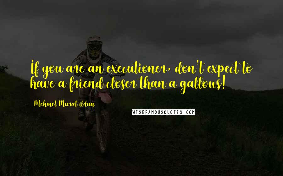 Mehmet Murat Ildan Quotes: If you are an executioner, don't expect to have a friend closer than a gallows!