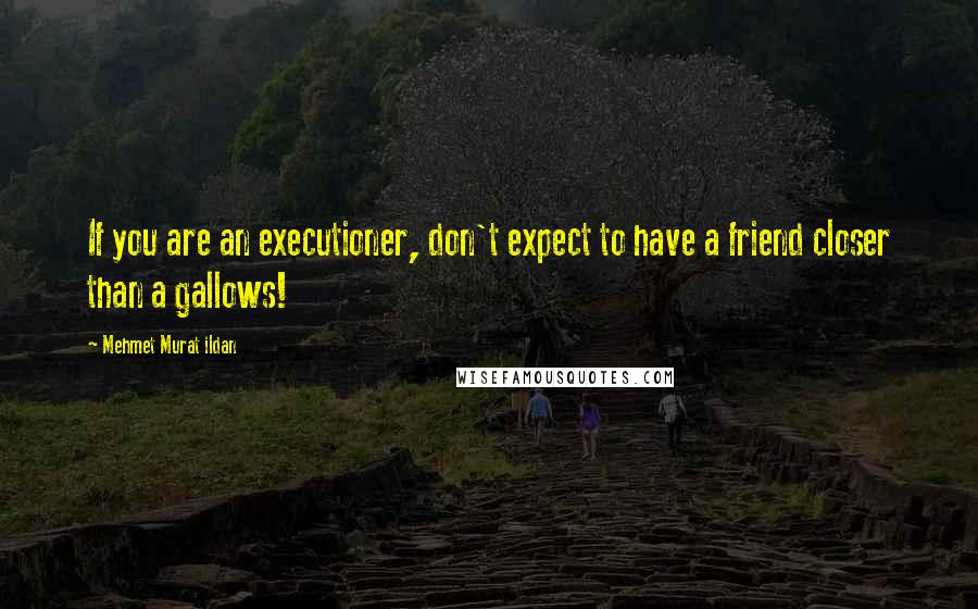 Mehmet Murat Ildan Quotes: If you are an executioner, don't expect to have a friend closer than a gallows!