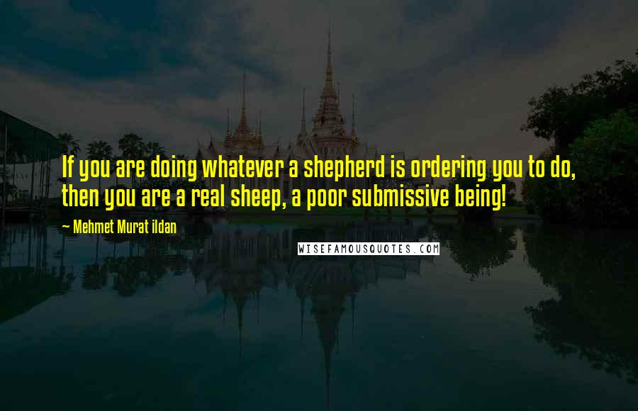 Mehmet Murat Ildan Quotes: If you are doing whatever a shepherd is ordering you to do, then you are a real sheep, a poor submissive being!