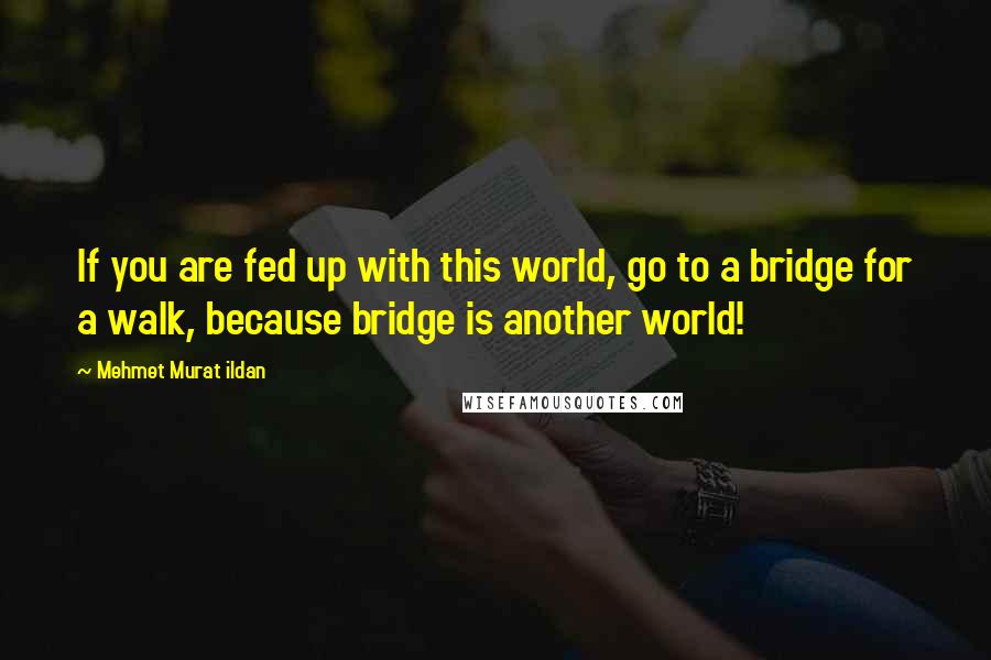 Mehmet Murat Ildan Quotes: If you are fed up with this world, go to a bridge for a walk, because bridge is another world!