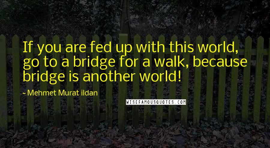 Mehmet Murat Ildan Quotes: If you are fed up with this world, go to a bridge for a walk, because bridge is another world!