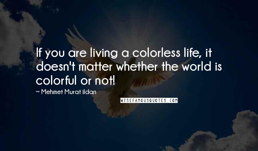 Mehmet Murat Ildan Quotes: If you are living a colorless life, it doesn't matter whether the world is colorful or not!