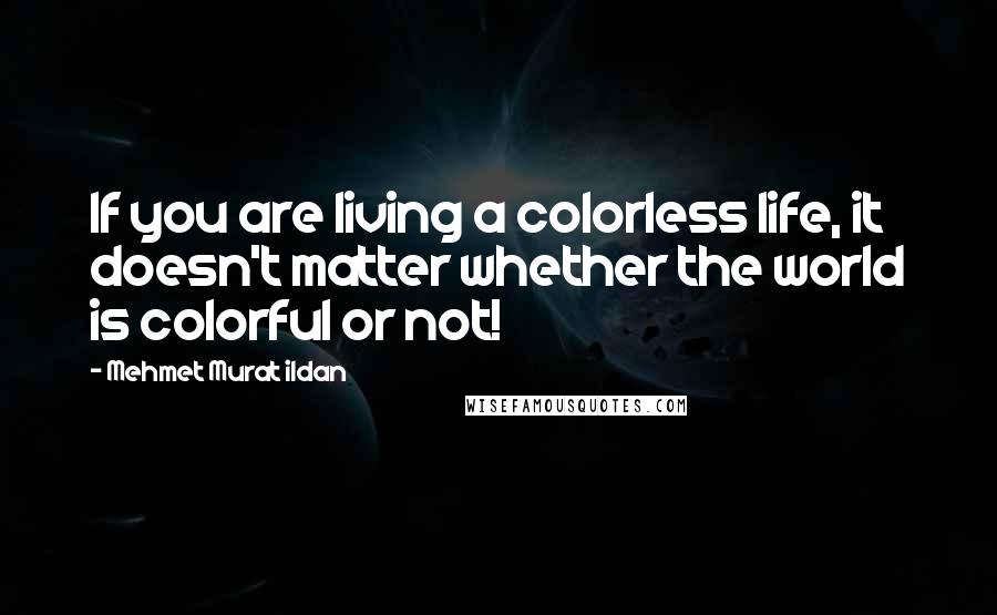 Mehmet Murat Ildan Quotes: If you are living a colorless life, it doesn't matter whether the world is colorful or not!