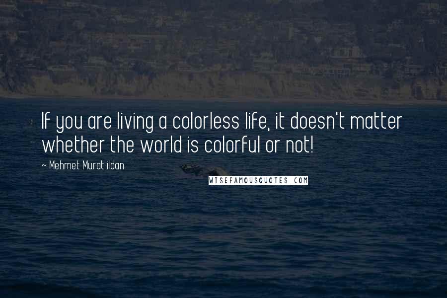 Mehmet Murat Ildan Quotes: If you are living a colorless life, it doesn't matter whether the world is colorful or not!