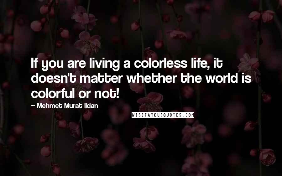 Mehmet Murat Ildan Quotes: If you are living a colorless life, it doesn't matter whether the world is colorful or not!