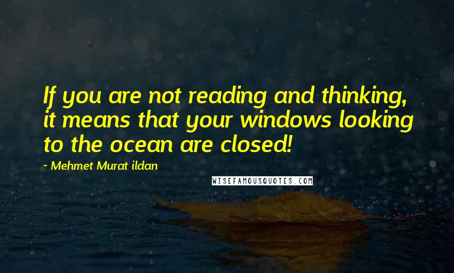 Mehmet Murat Ildan Quotes: If you are not reading and thinking, it means that your windows looking to the ocean are closed!