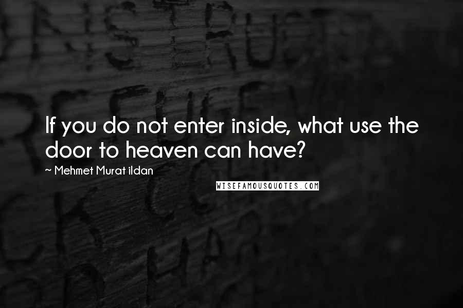 Mehmet Murat Ildan Quotes: If you do not enter inside, what use the door to heaven can have?