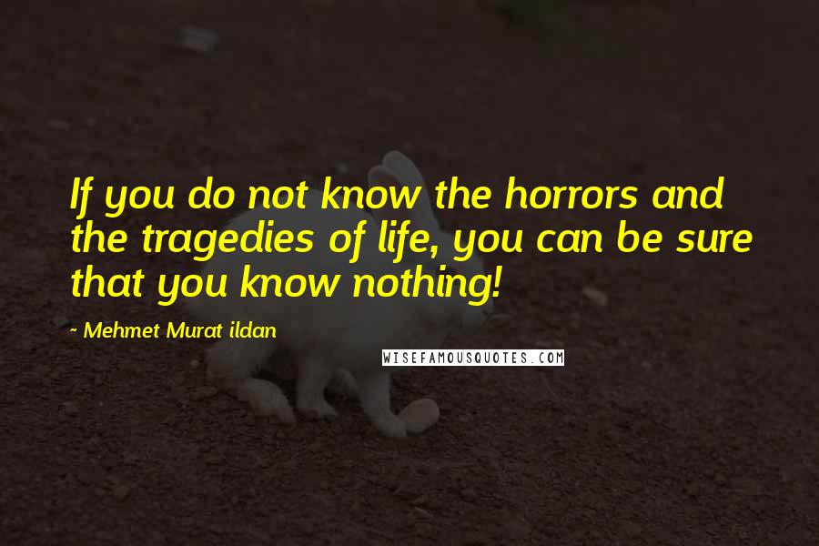 Mehmet Murat Ildan Quotes: If you do not know the horrors and the tragedies of life, you can be sure that you know nothing!