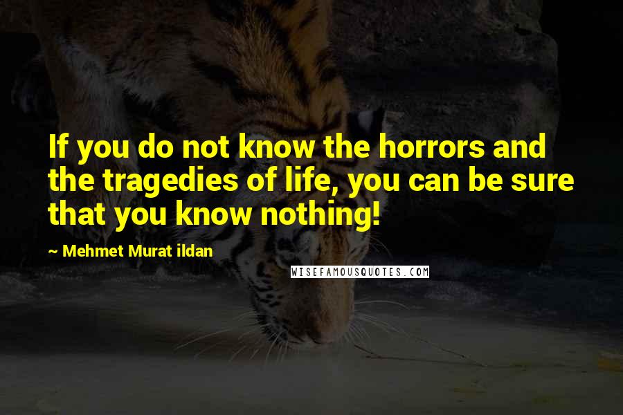Mehmet Murat Ildan Quotes: If you do not know the horrors and the tragedies of life, you can be sure that you know nothing!