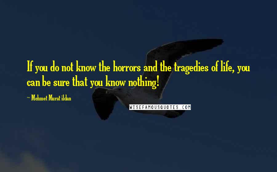 Mehmet Murat Ildan Quotes: If you do not know the horrors and the tragedies of life, you can be sure that you know nothing!