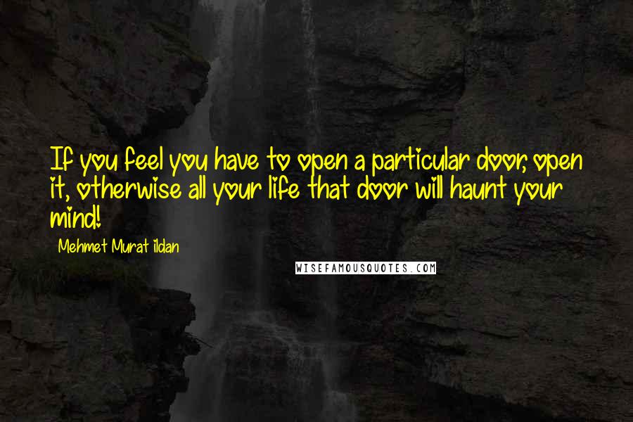 Mehmet Murat Ildan Quotes: If you feel you have to open a particular door, open it, otherwise all your life that door will haunt your mind!