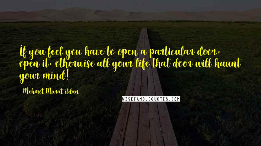 Mehmet Murat Ildan Quotes: If you feel you have to open a particular door, open it, otherwise all your life that door will haunt your mind!