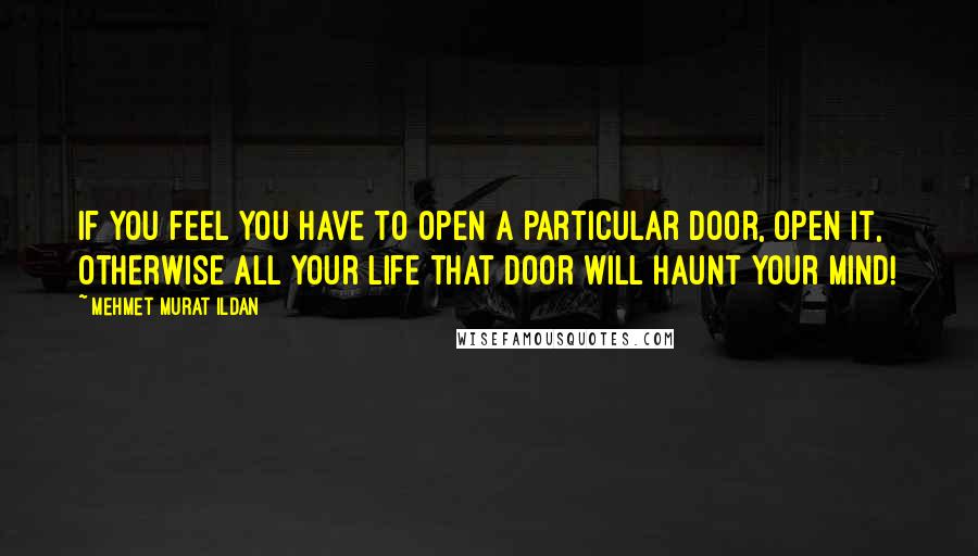 Mehmet Murat Ildan Quotes: If you feel you have to open a particular door, open it, otherwise all your life that door will haunt your mind!