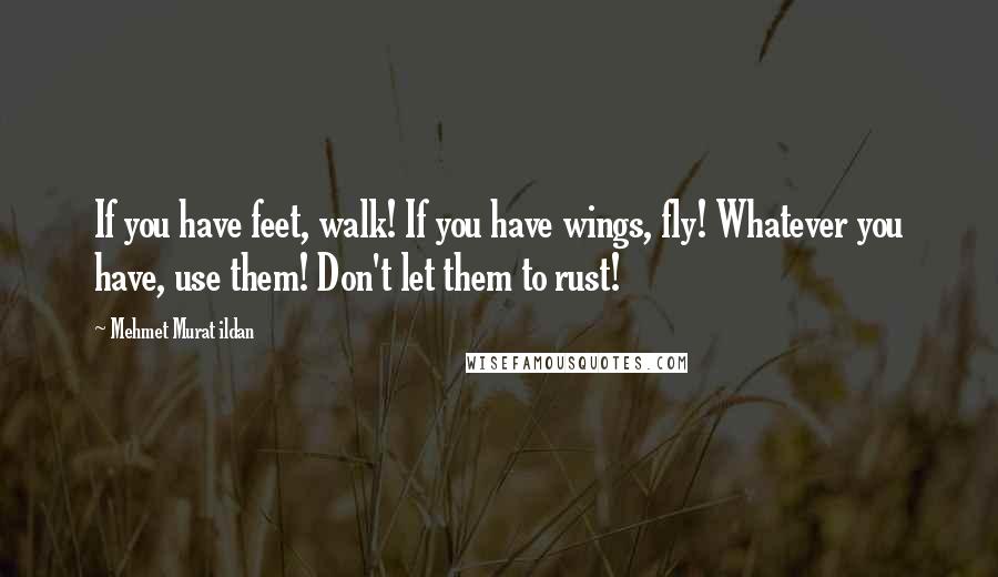 Mehmet Murat Ildan Quotes: If you have feet, walk! If you have wings, fly! Whatever you have, use them! Don't let them to rust!