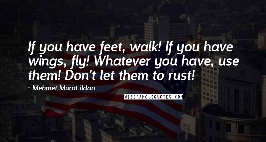 Mehmet Murat Ildan Quotes: If you have feet, walk! If you have wings, fly! Whatever you have, use them! Don't let them to rust!