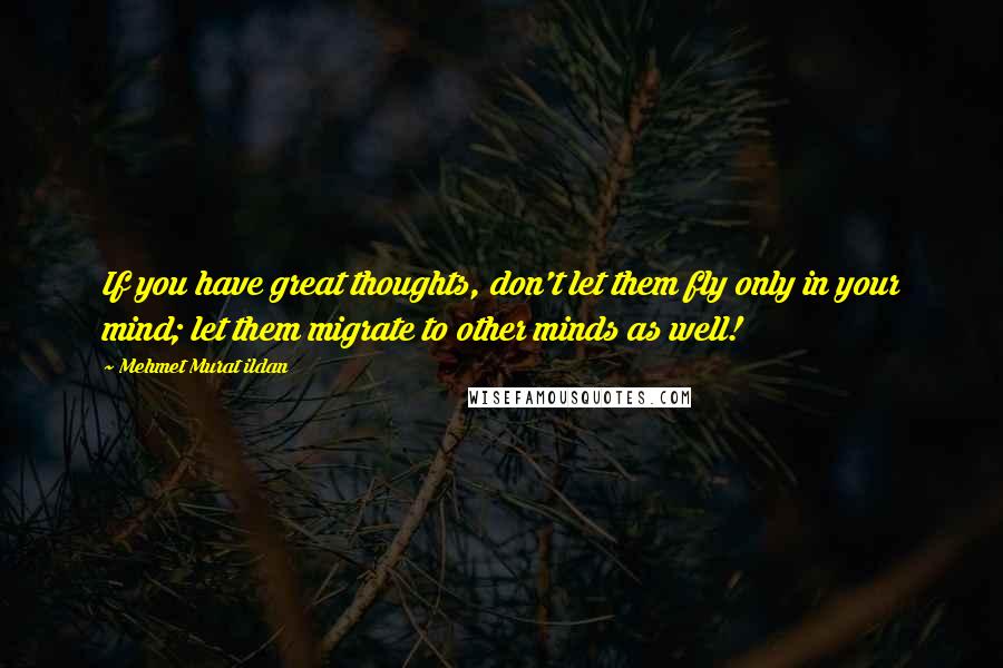 Mehmet Murat Ildan Quotes: If you have great thoughts, don't let them fly only in your mind; let them migrate to other minds as well!