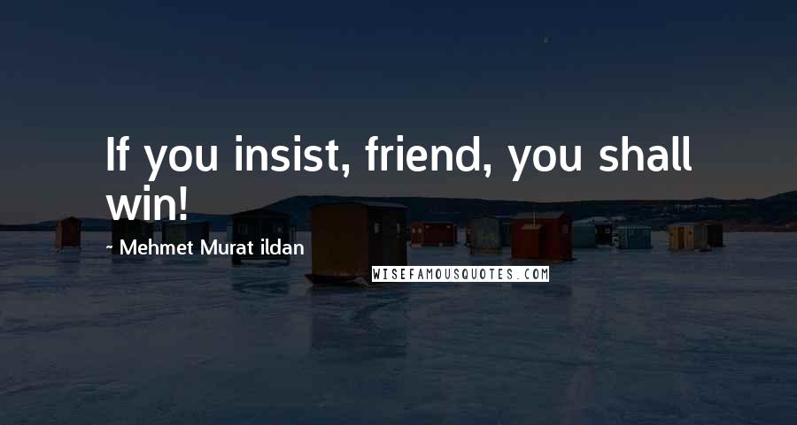 Mehmet Murat Ildan Quotes: If you insist, friend, you shall win!