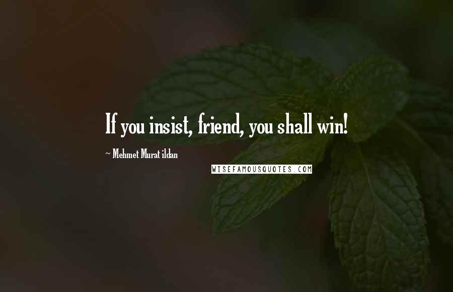 Mehmet Murat Ildan Quotes: If you insist, friend, you shall win!