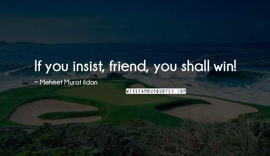 Mehmet Murat Ildan Quotes: If you insist, friend, you shall win!