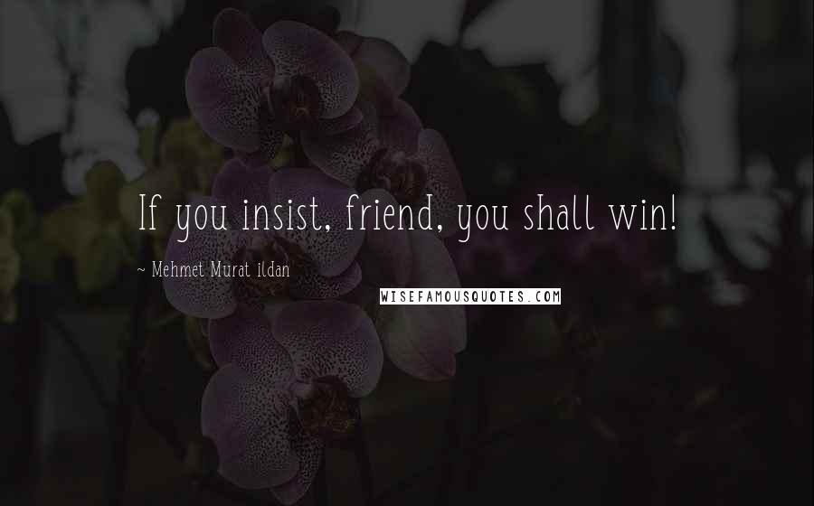 Mehmet Murat Ildan Quotes: If you insist, friend, you shall win!