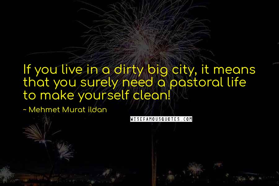 Mehmet Murat Ildan Quotes: If you live in a dirty big city, it means that you surely need a pastoral life to make yourself clean!
